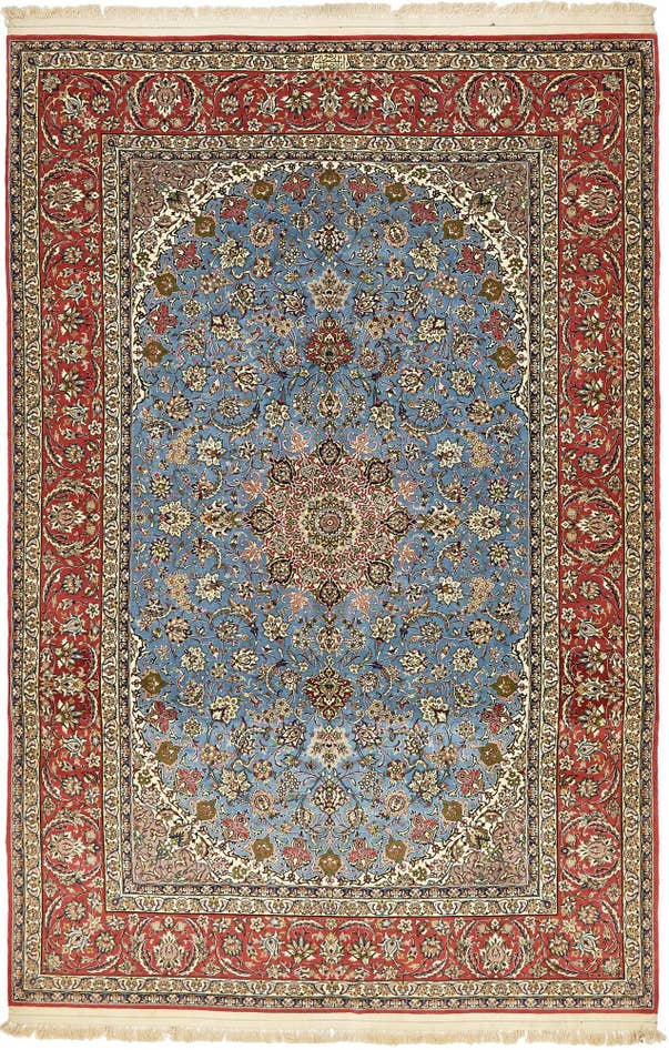 Detail image of 6' 7 x 10' Hand Knotted Isfahan Persian Rug