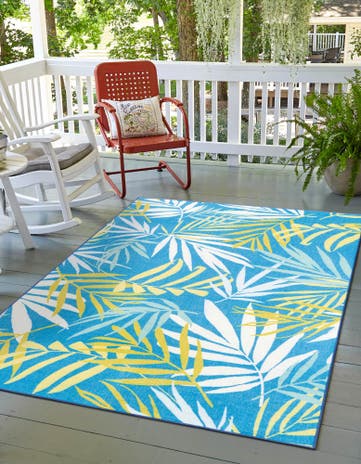 6' 1 x 9' Easy-Clean Jill Zarin Caribbean Indoor / Outdoor Rug