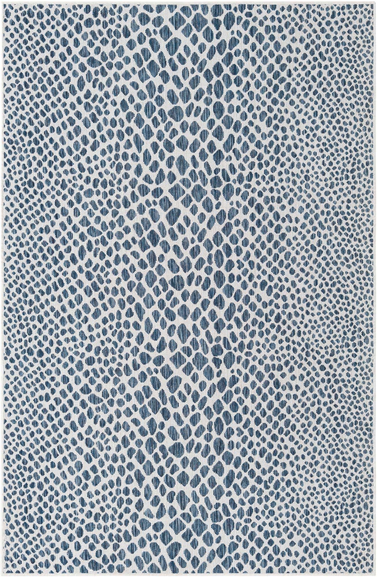 Custom Blue Easy-Clean Jill Zarin Indoor / Outdoor Rug