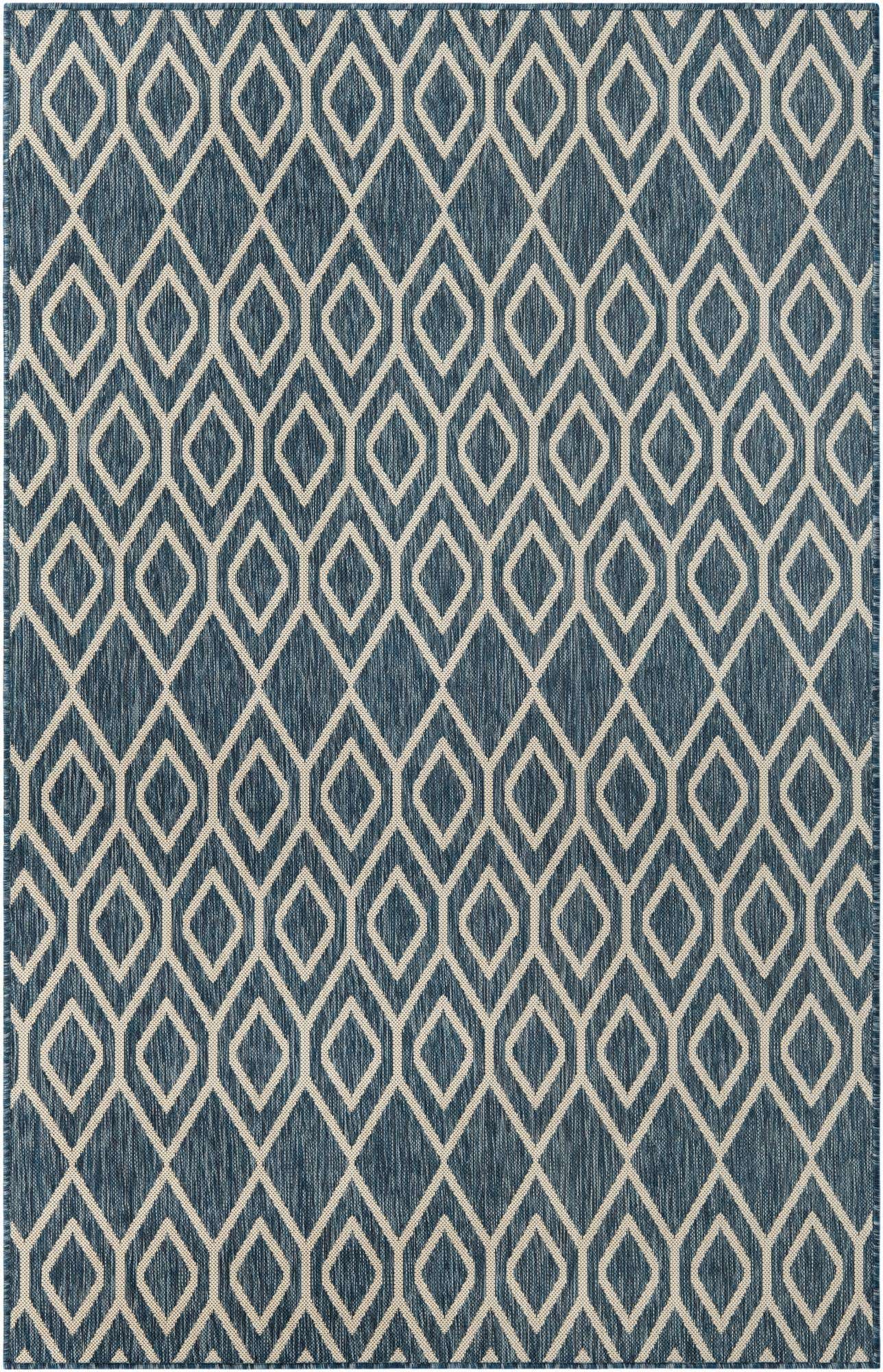 Custom Blue Easy-Clean Jill Zarin Indoor / Outdoor Rug