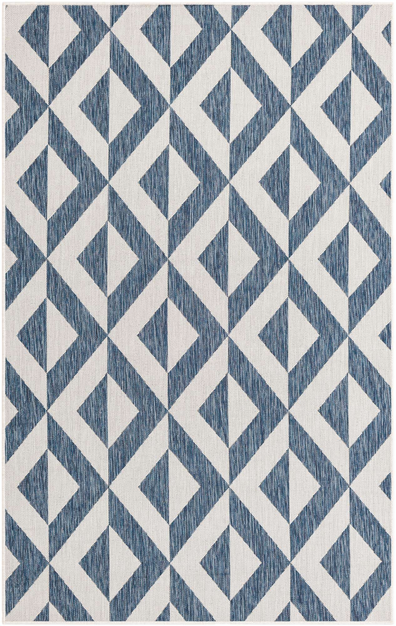 Custom Blue Easy-Clean Jill Zarin Indoor / Outdoor Rug