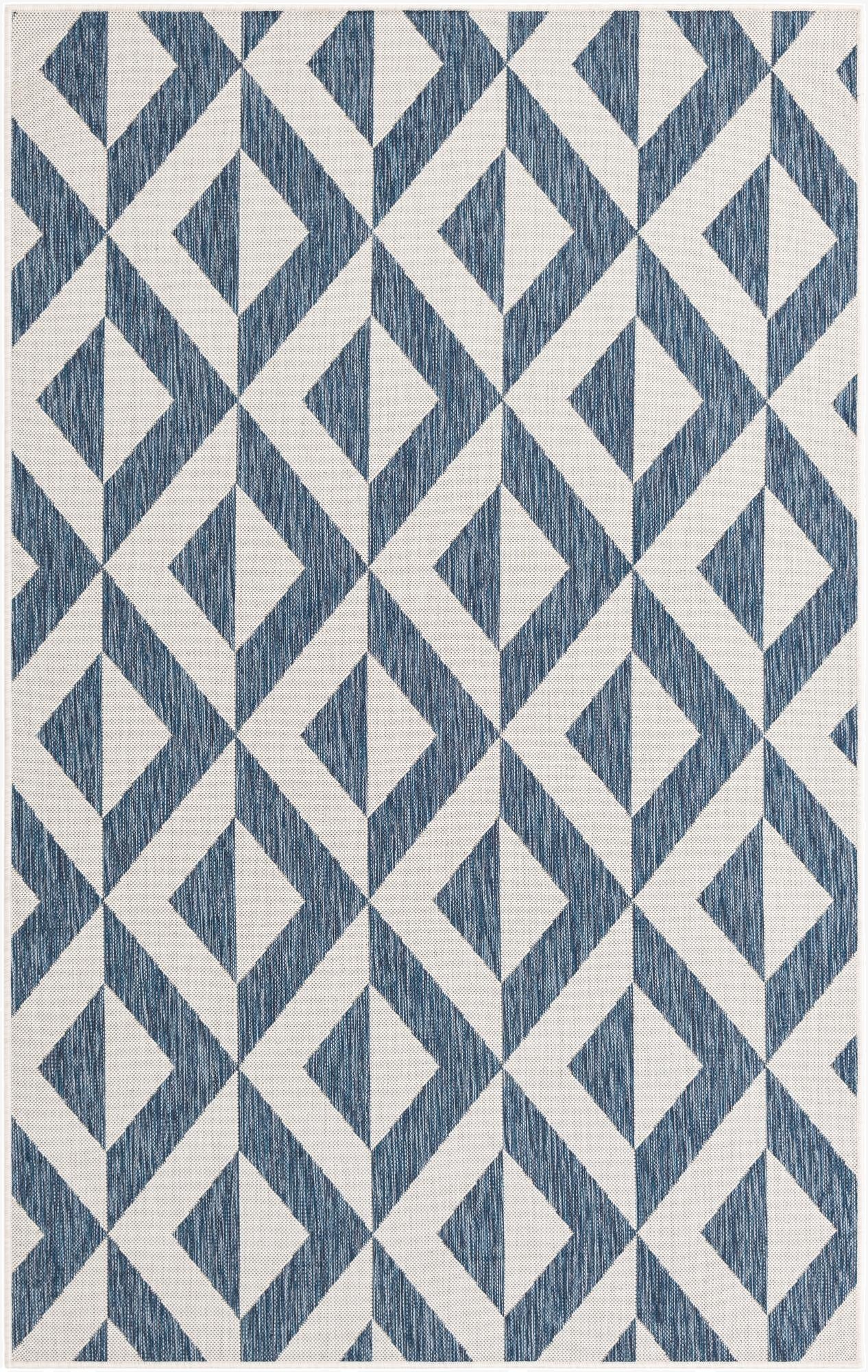 Custom Blue  Washable Jill Zarin Indoor / Outdoor Rug