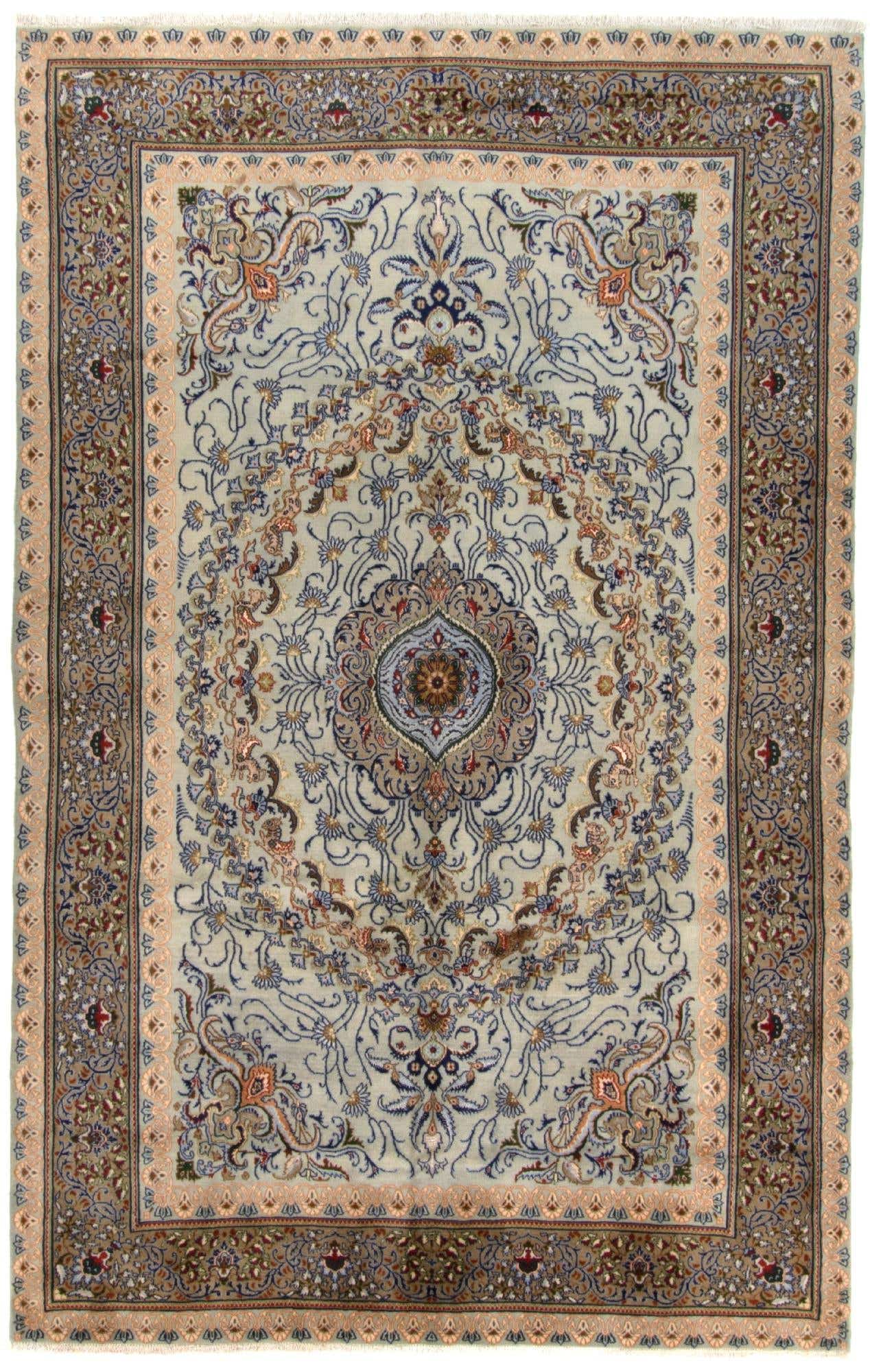 6' 6 x 10' Hand Knotted Kashan Persian Rug