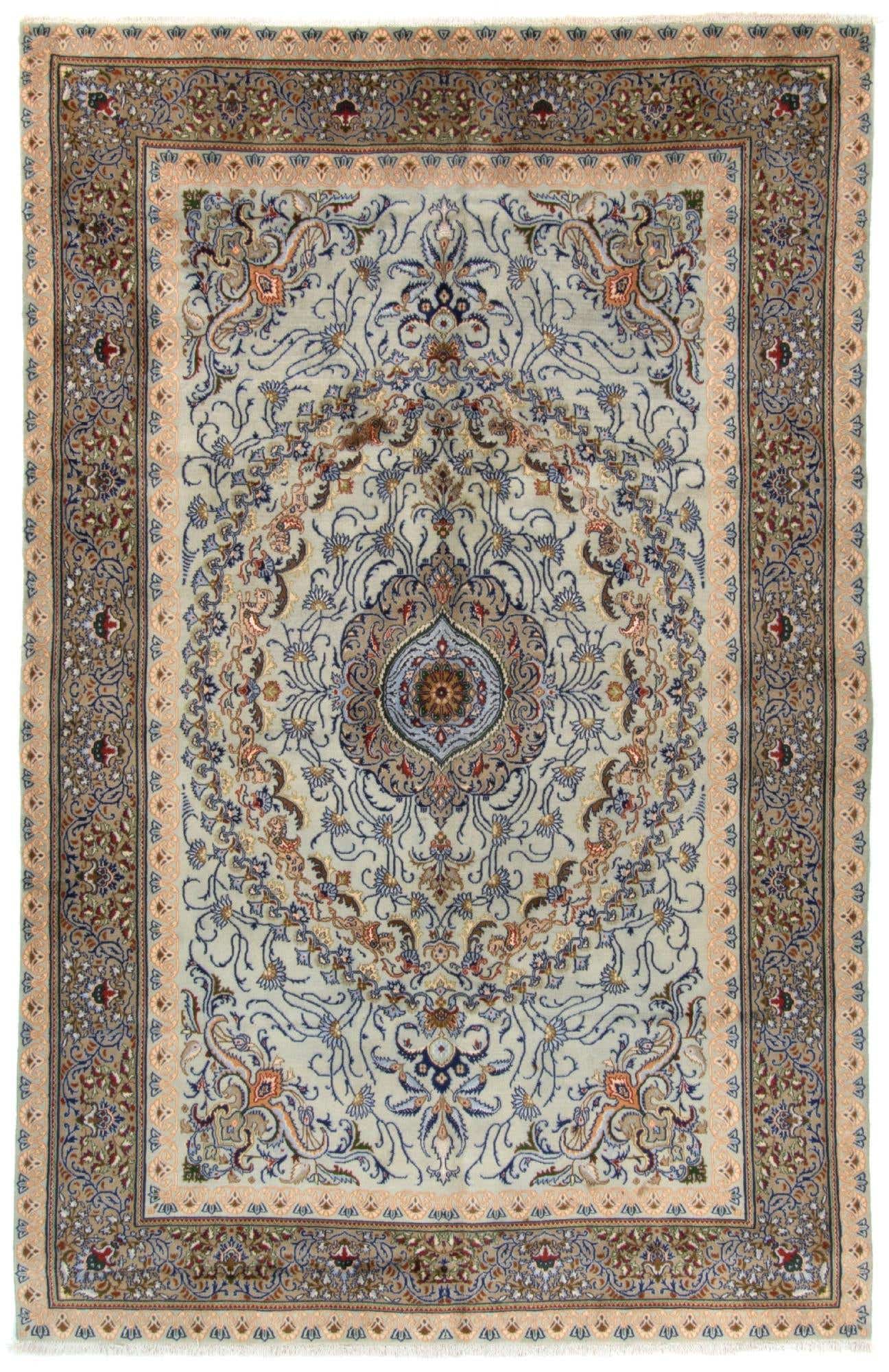 6' 6 x 10' Hand Knotted Kashan Persian Rug