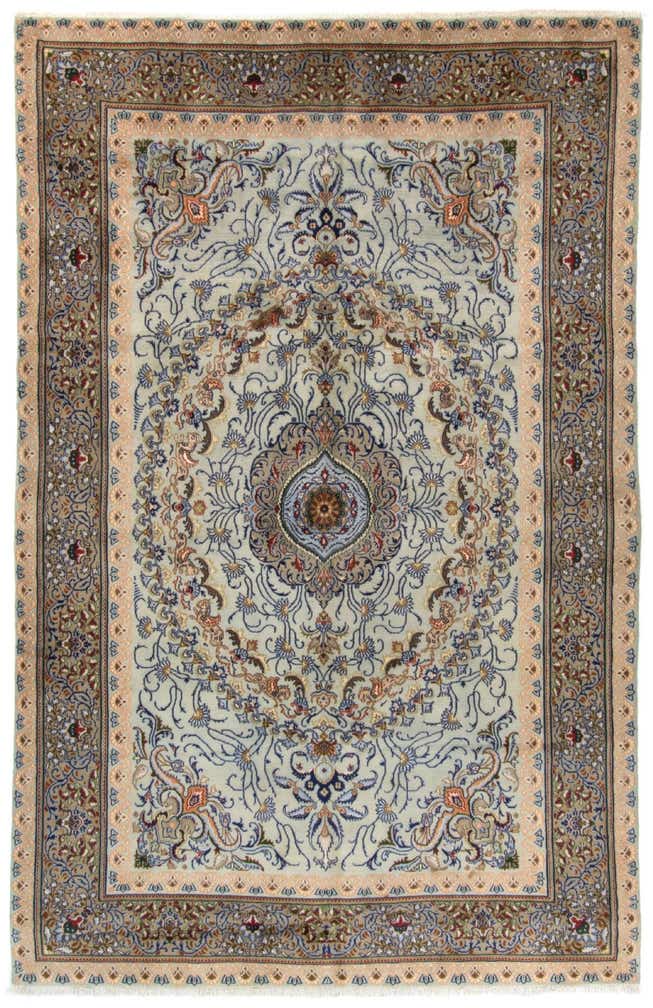 6' 6 x 10' Hand Knotted Kashan Persian Rug