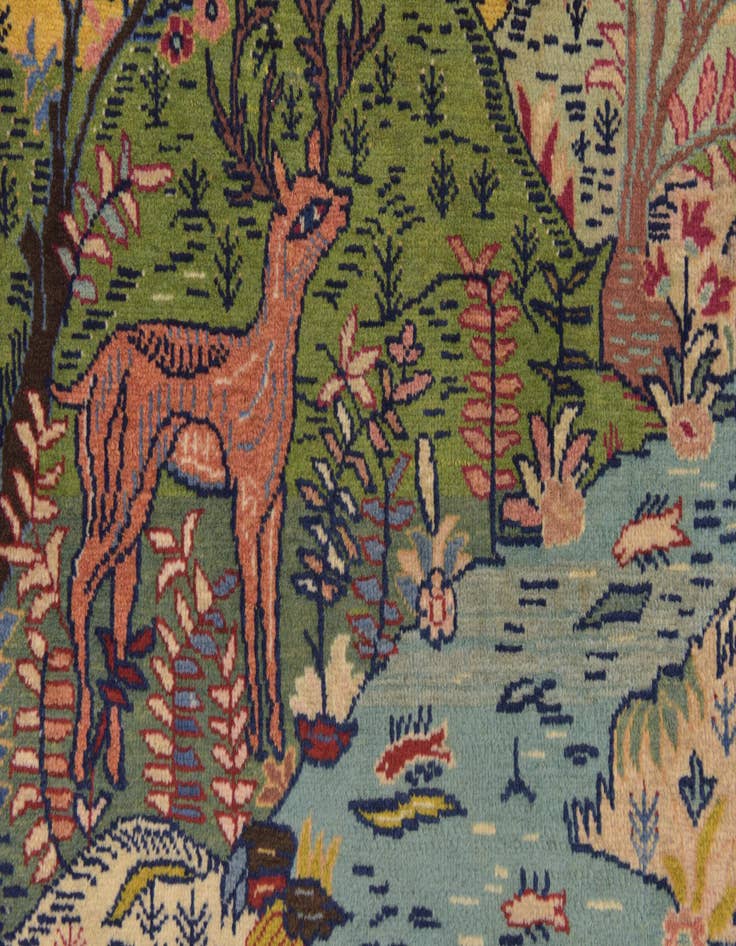 Detail image of 4' 2 x 6' 3 Hand Knotted Kashan Persian Rug