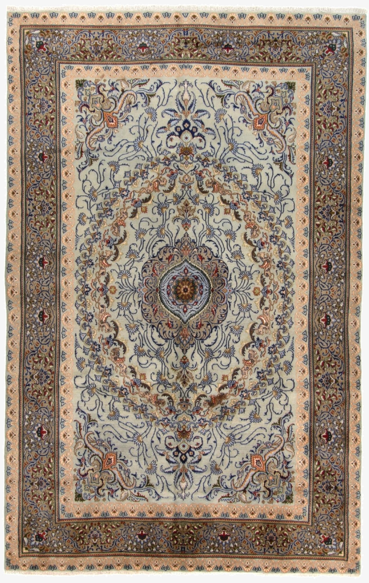 6' 6 x 10'  Hand Knotted Kashan Persian Rug