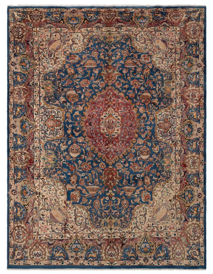 Detail image of 9' 7 x 12' 7 Hand Knotted Kashmar Persian Wool Rug