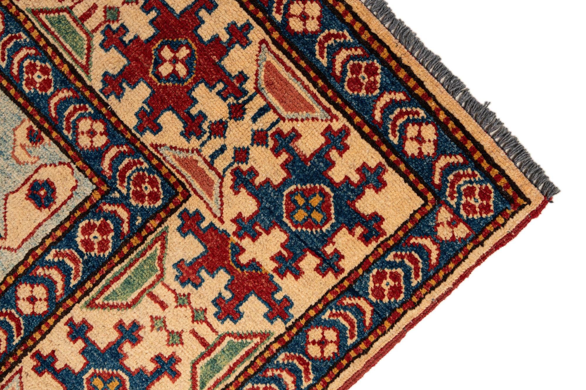 5' 9 x 8' 4 Hand Knotted Kazak Wool Rug