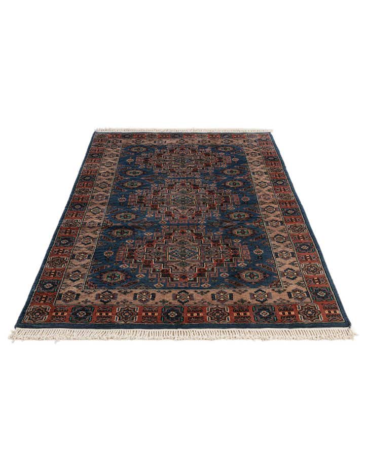 4' 4 x 6' 1 Hand Knotted Kazak Oriental Wool Rug