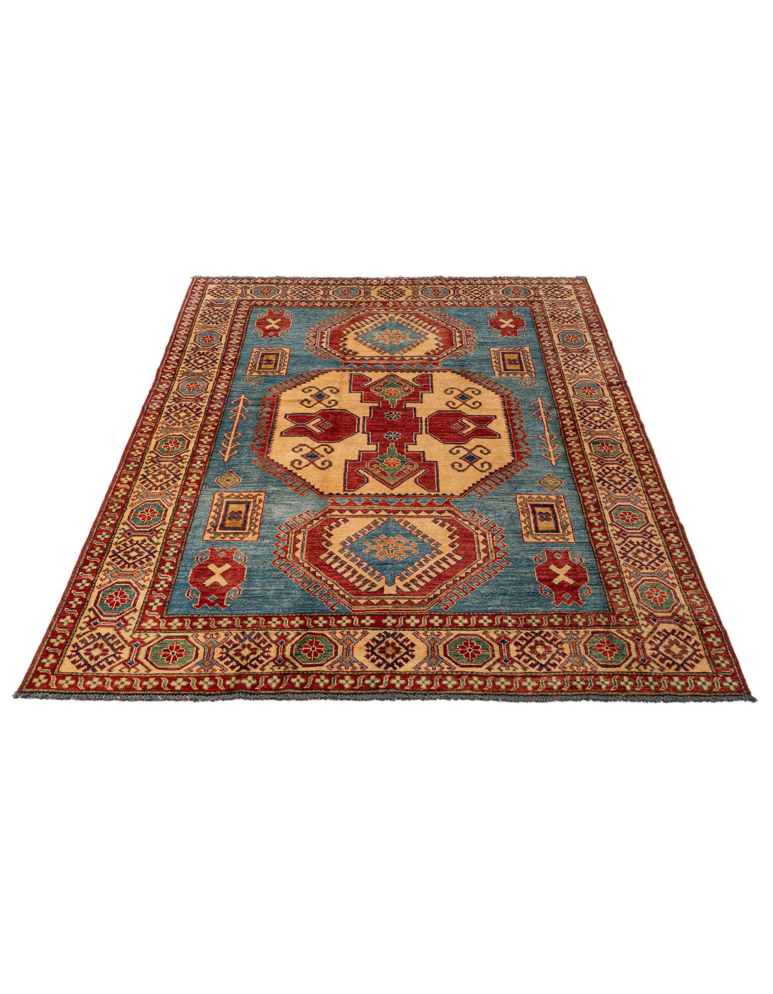 6' 1 x 8' 9 Hand Knotted Kazak Wool Rug