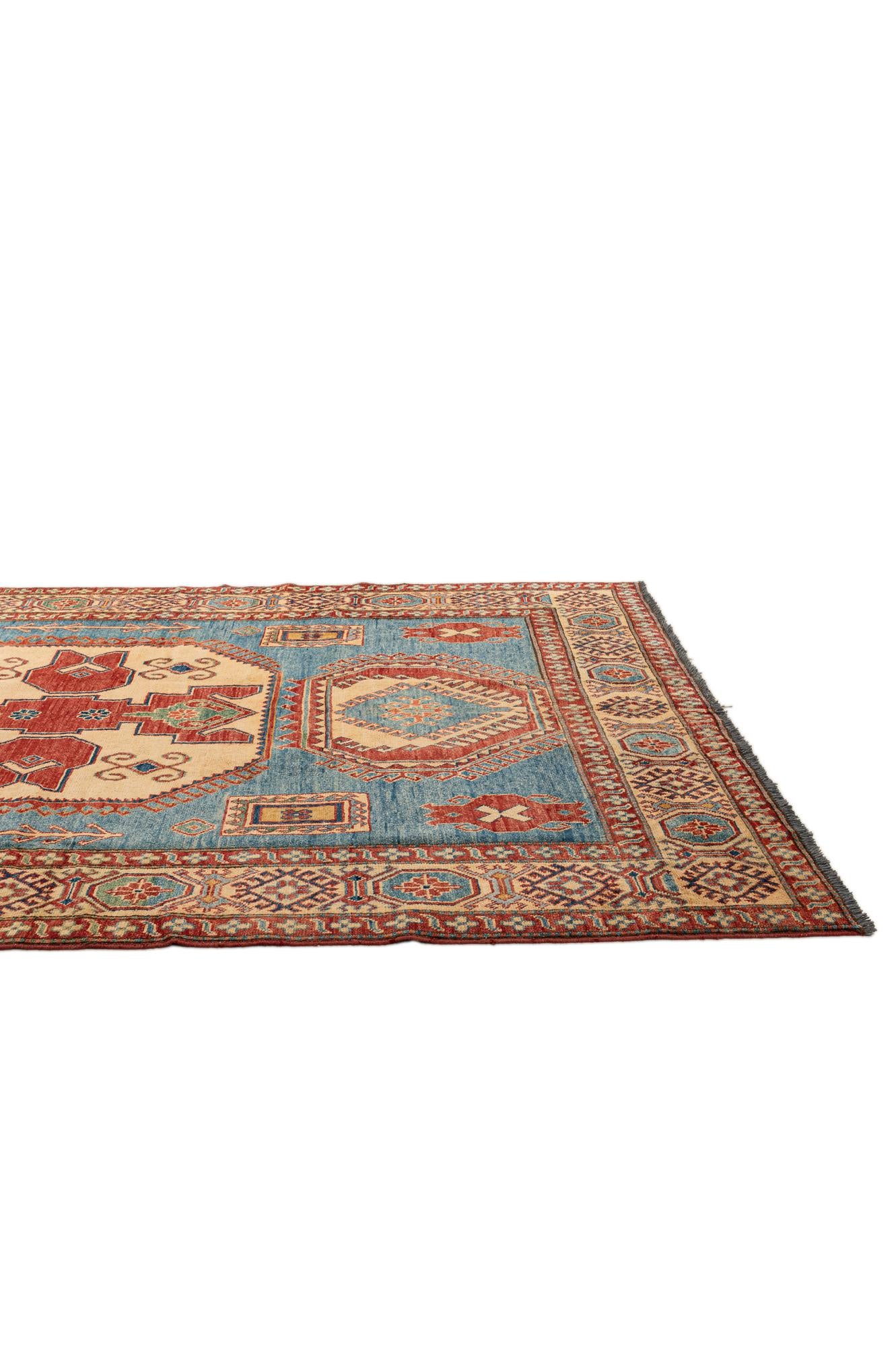 6' 1 x 8' 9 Hand Knotted Kazak Wool Rug