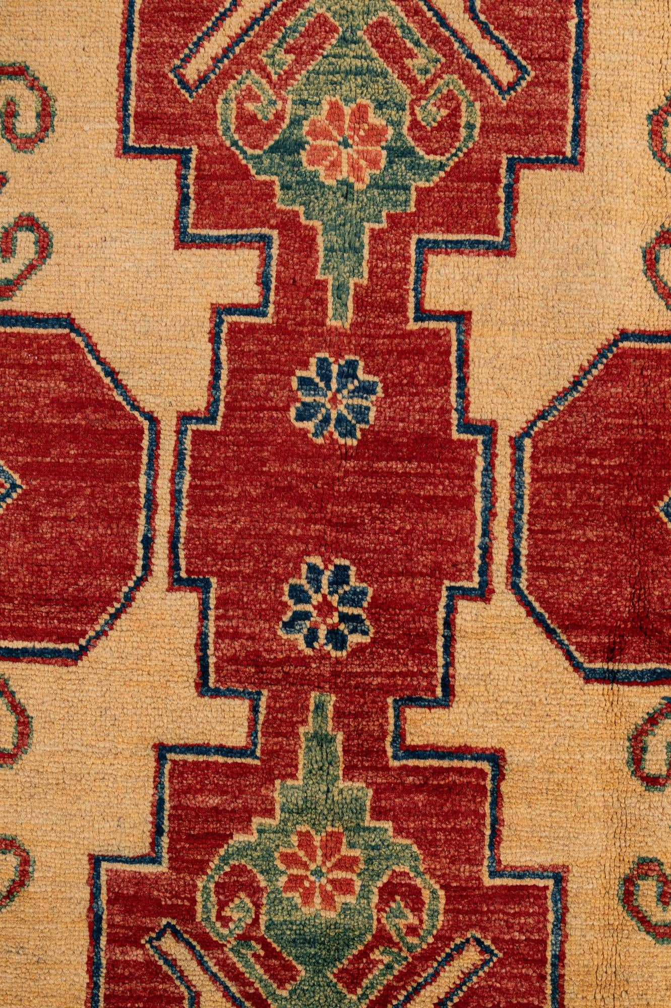 6' 1 x 8' 9 Hand Knotted Kazak Wool Rug