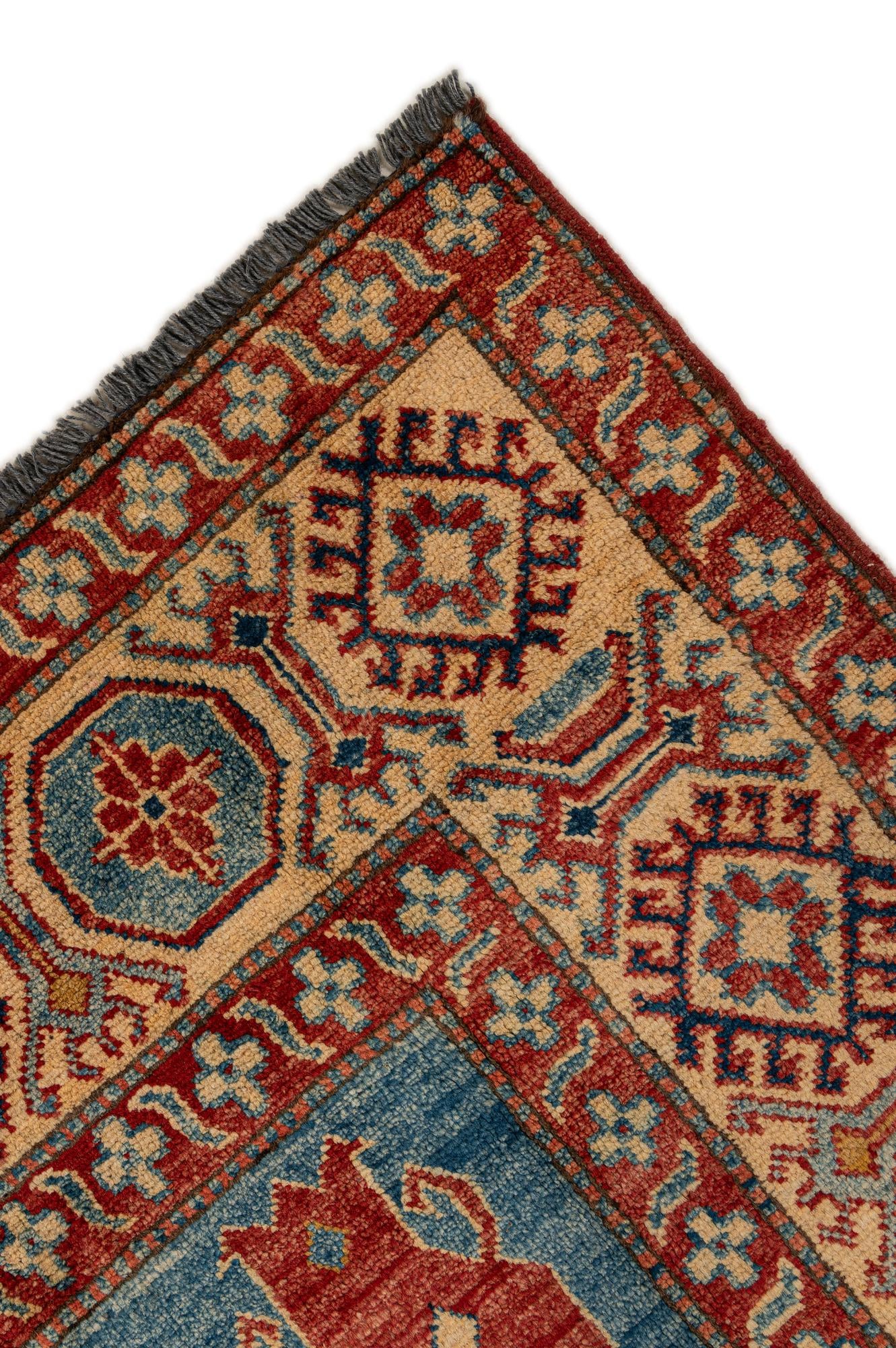 6' 1 x 8' 9 Hand Knotted Kazak Wool Rug