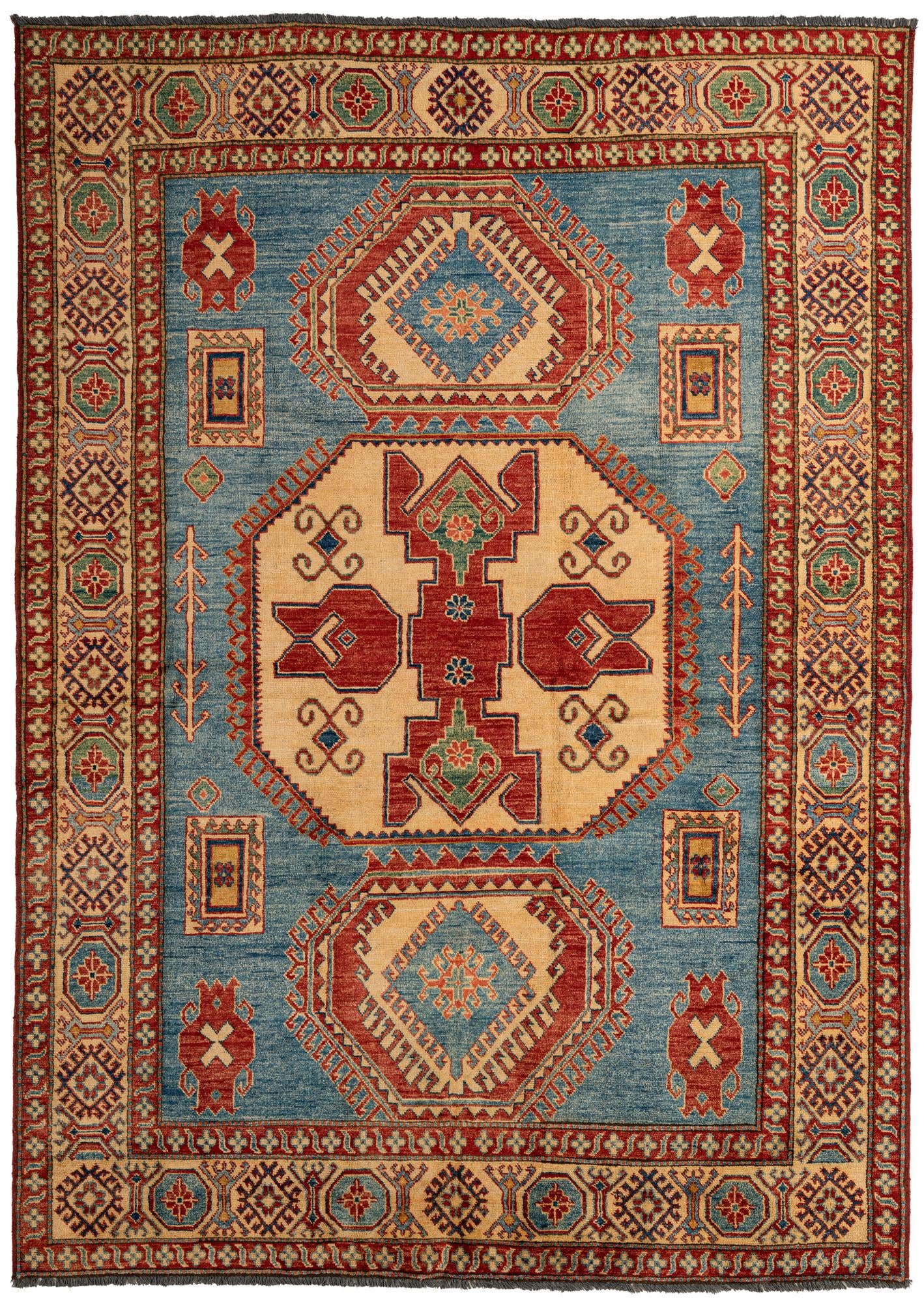 6' 1 x 8' 9 Hand Knotted Kazak Wool Rug