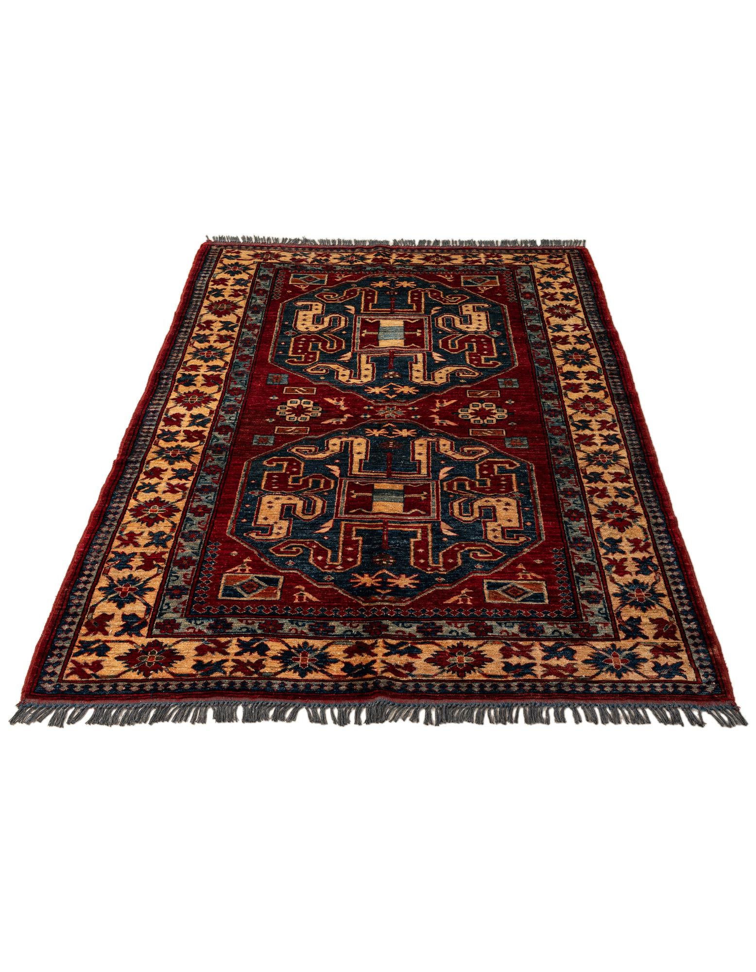 4' 11 x 6' 11 Hand Knotted Kazak Wool Rug