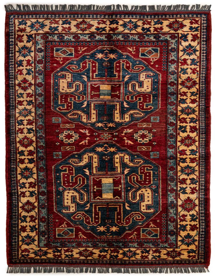 Detail image of 4' 11 x 6' 11 Hand Knotted Kazak Wool Rug
