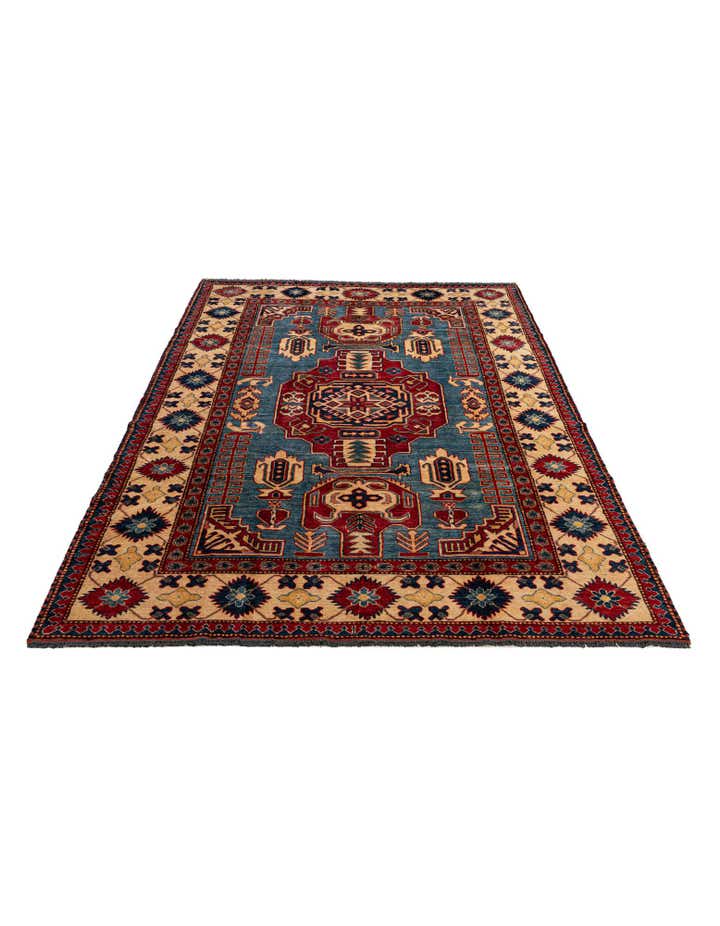 5' 11 x 8' 10 Hand Knotted Kazak Wool Rug