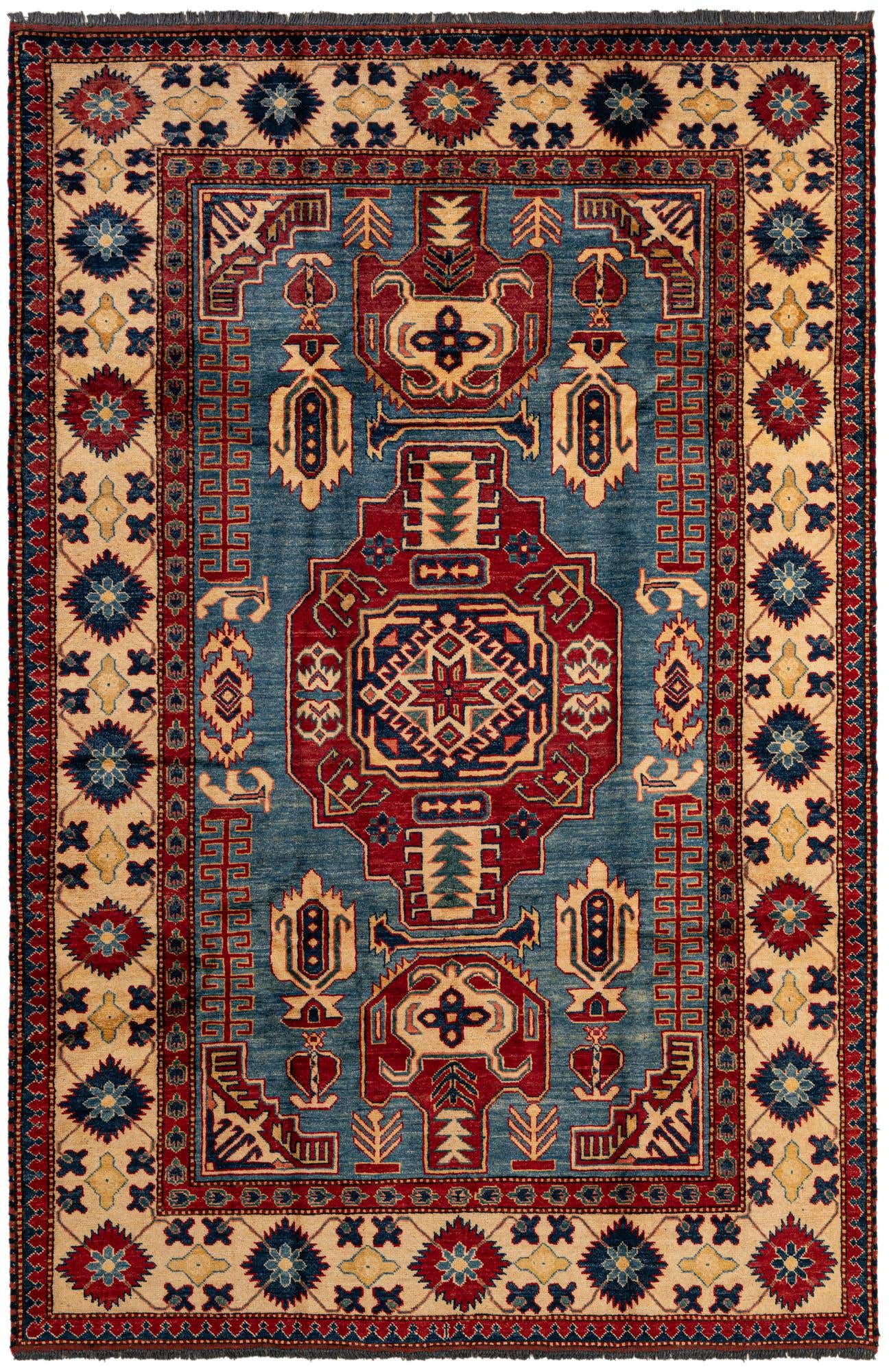 5' 11 x 8' 10 Hand Knotted Kazak Wool Rug