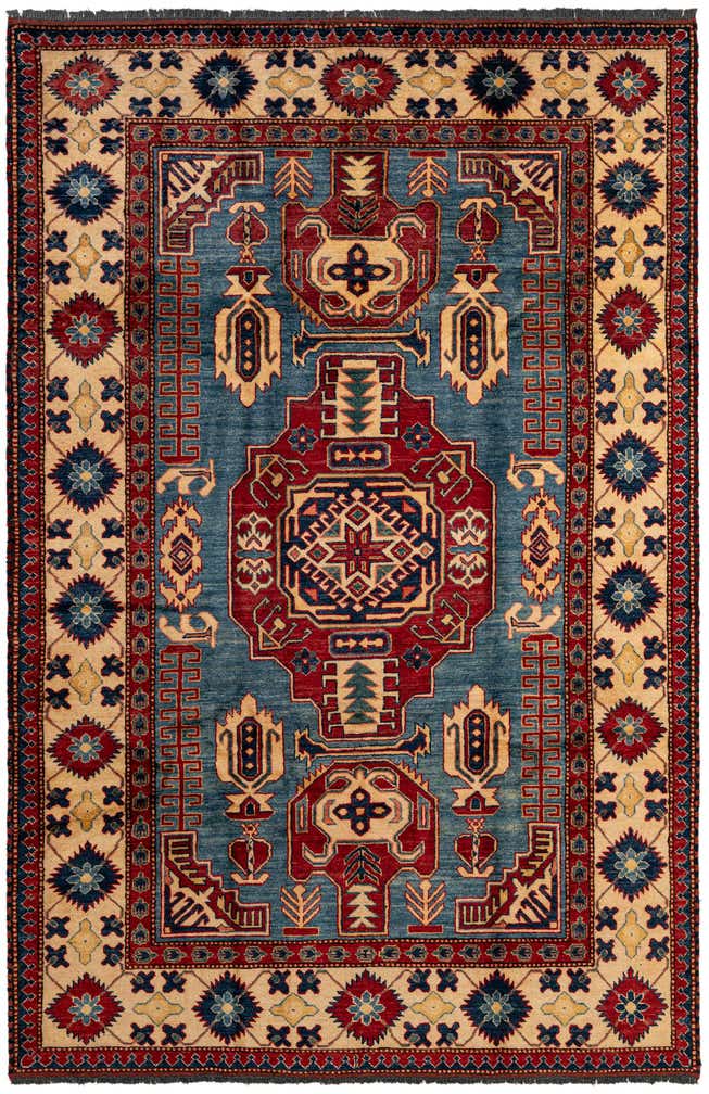 5' 11 x 8' 10 Hand Knotted Kazak Wool Rug