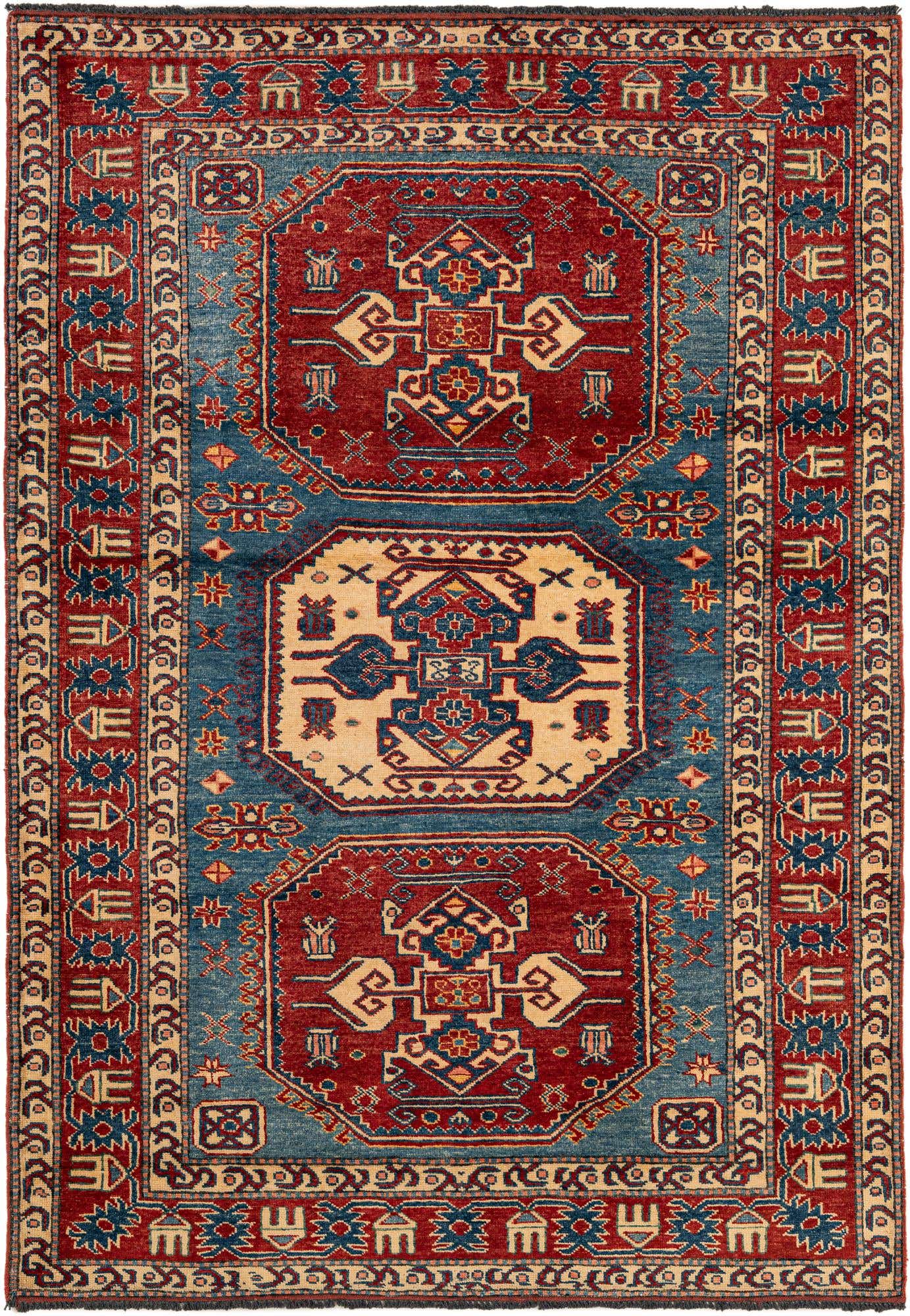 4' 1 x 5' 9 Hand Knotted Kazak Wool Rug