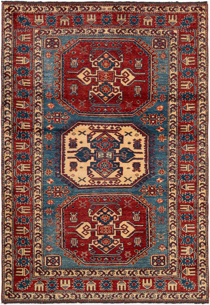 4' 1 x 5' 9 Hand Knotted Kazak Wool Rug