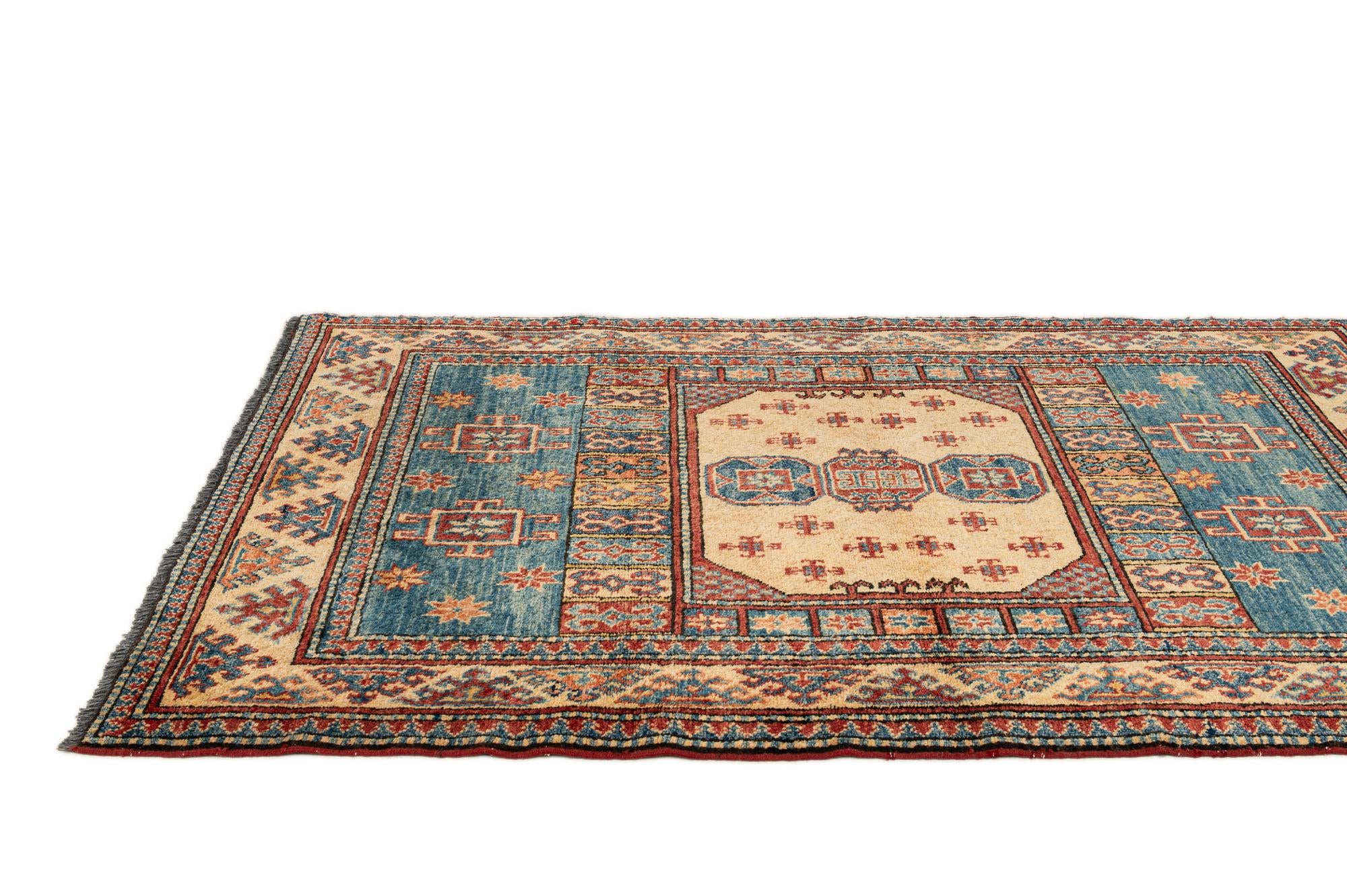 3' 9 x 5' 7 Hand Knotted Kazak Wool Rug