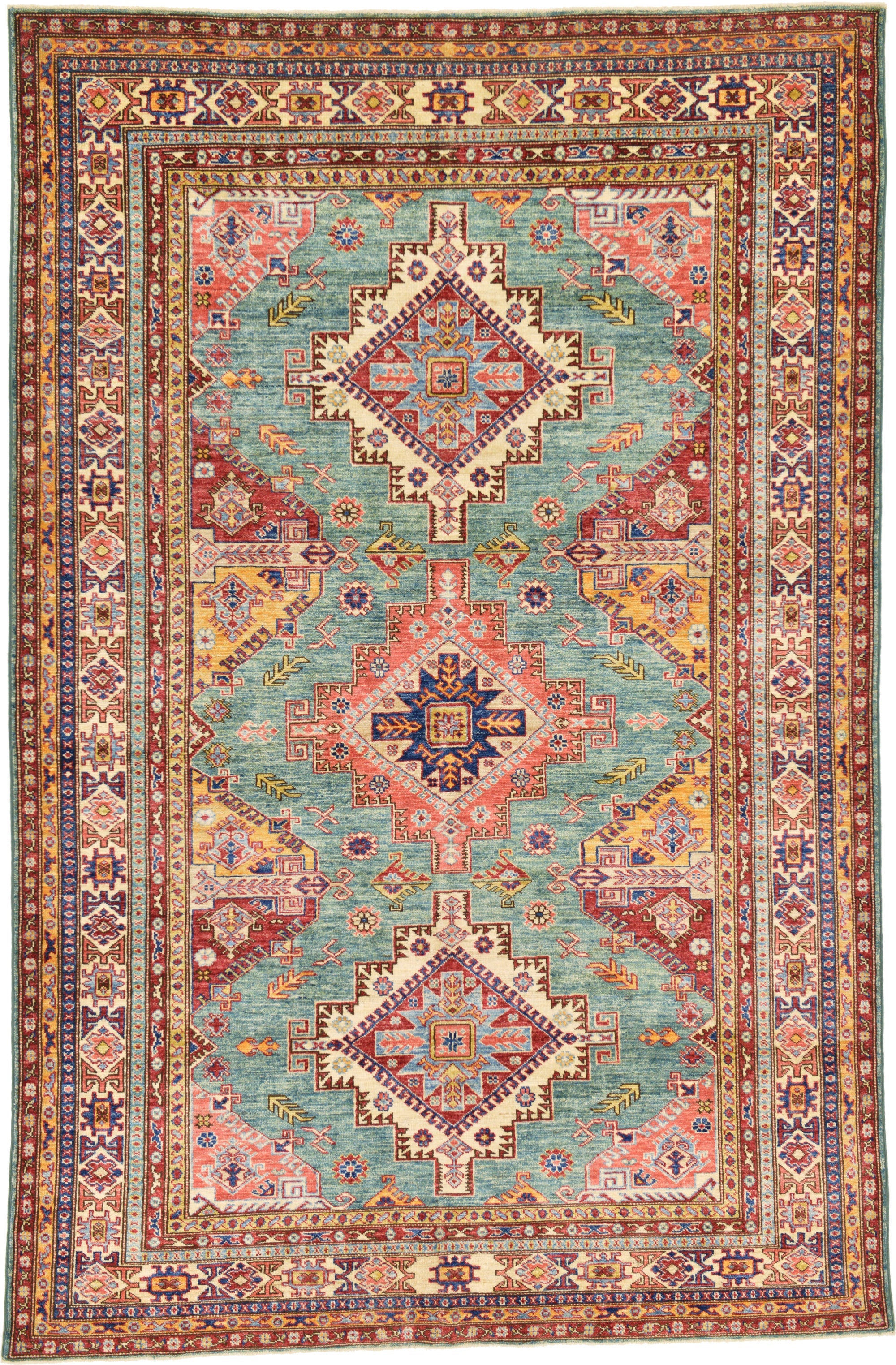  5' 9 x 8' 8  Hand Knotted Kazak Oriental Rug
