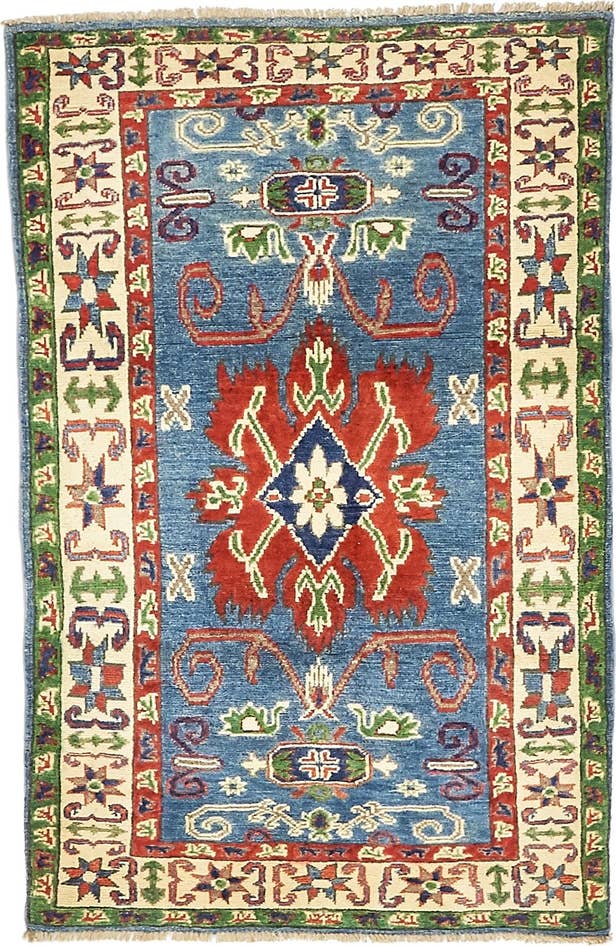 Detailansicht von 85cm x 135cm Handgeknüpft Kazak Orientalisch Teppich