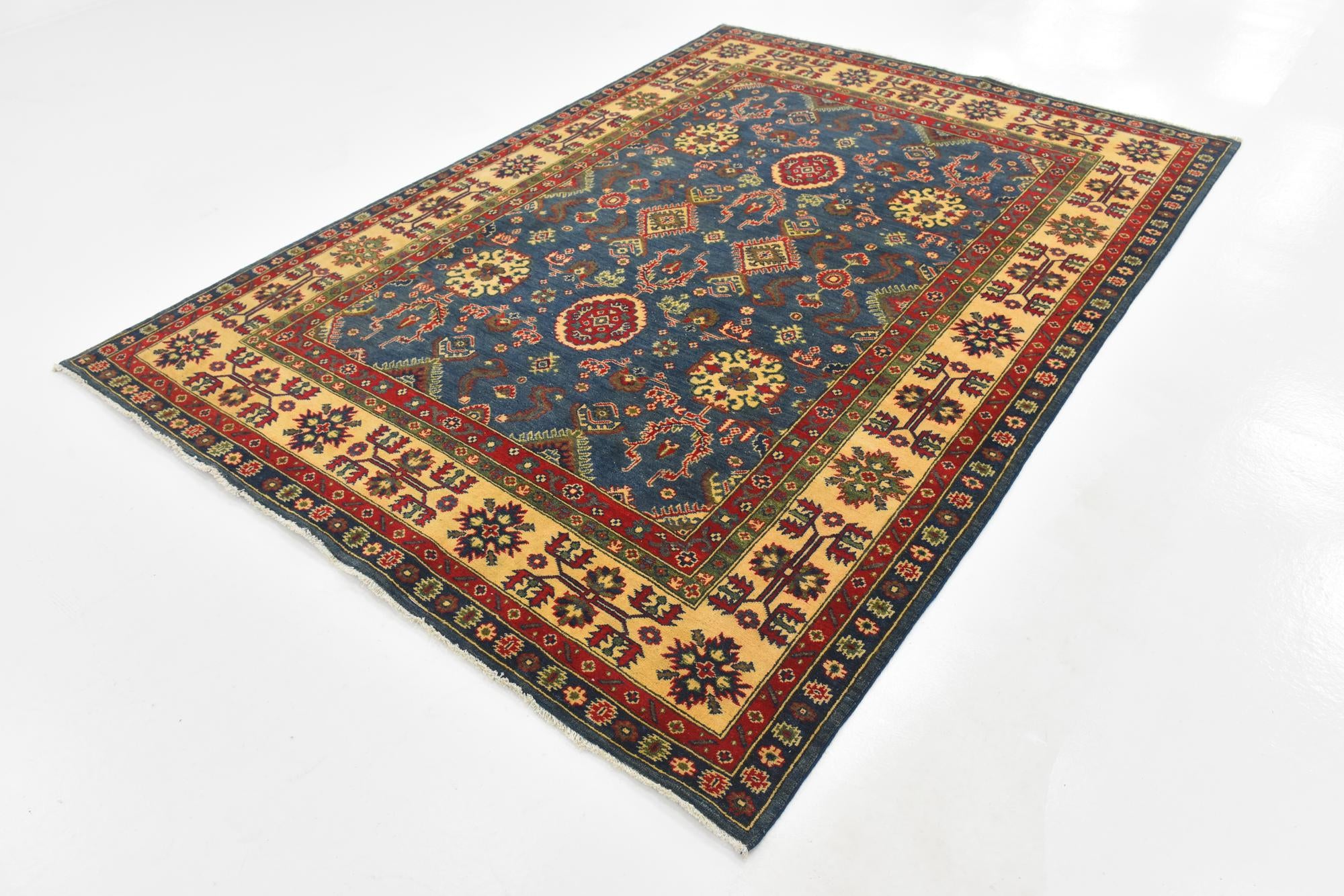 6' 7 x 9' 3 Hand Knotted Kazak Rug