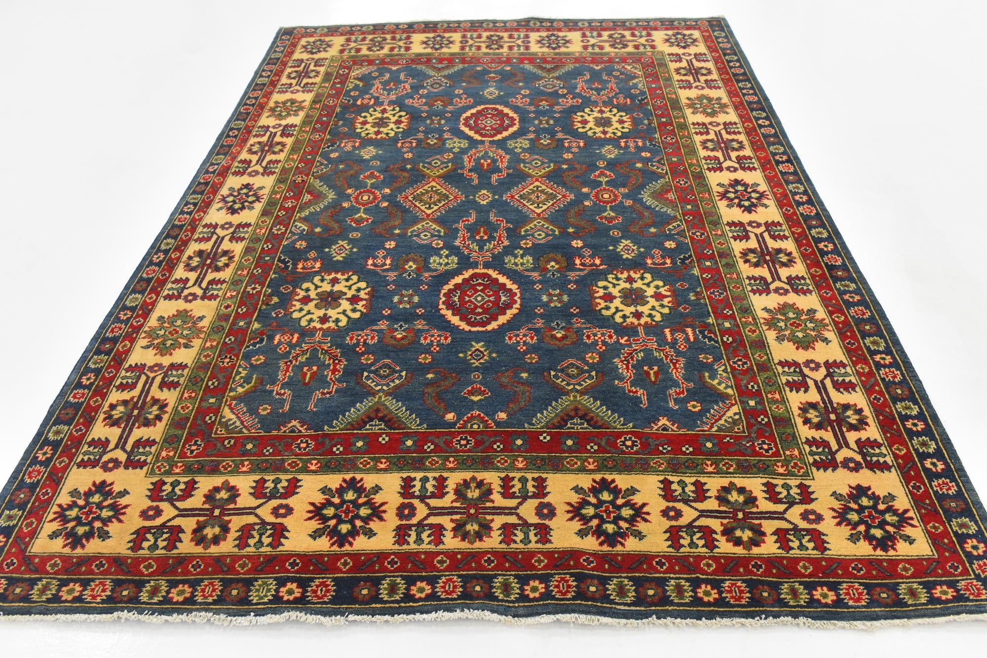 6' 7 x 9' 3 Hand Knotted Kazak Rug