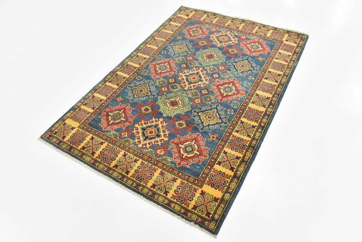 Detail image of 4' 2 x 6' 2 Hand Knotted Kazak Rug