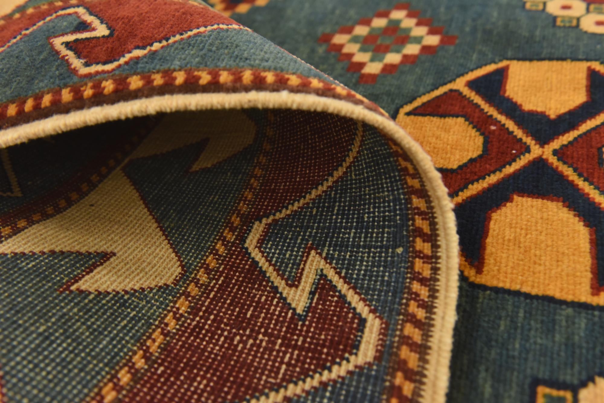 3' 2 x 4' 6 Hand Knotted Kazak Rug