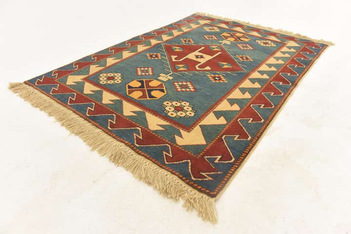 3' 2 x 4' 6 Hand Knotted Kazak Rug