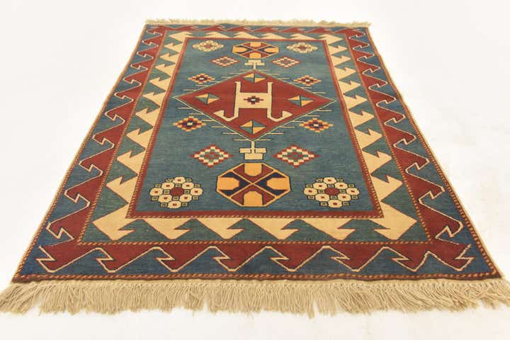 3' 2 x 4' 6 Hand Knotted Kazak Rug