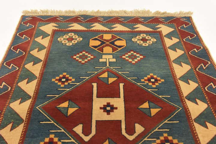 3' 2 x 4' 6 Hand Knotted Kazak Rug