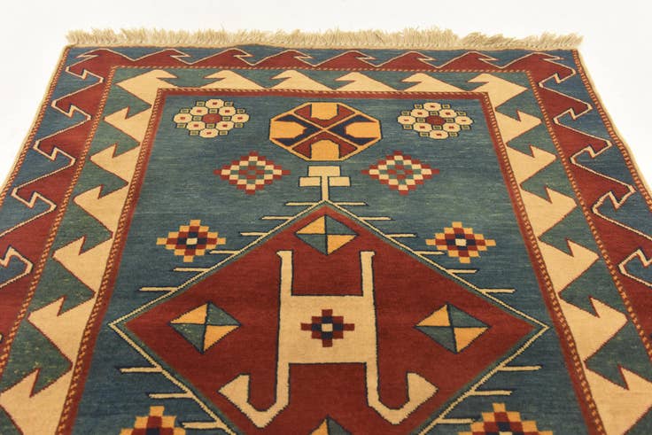 Detail image of 3' 2 x 4' 6 Hand Knotted Kazak Rug