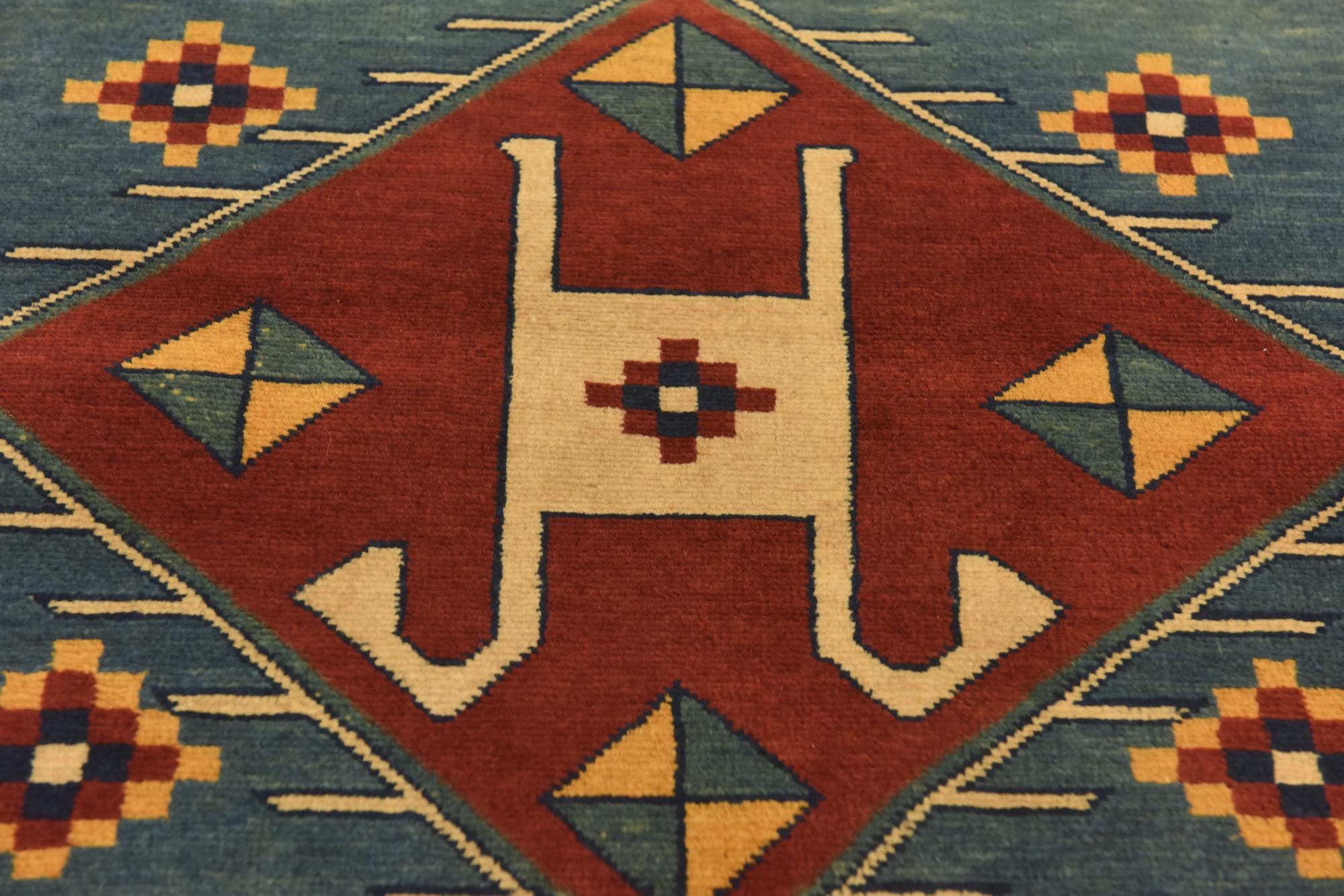 3' 2 x 4' 6 Hand Knotted Kazak Rug