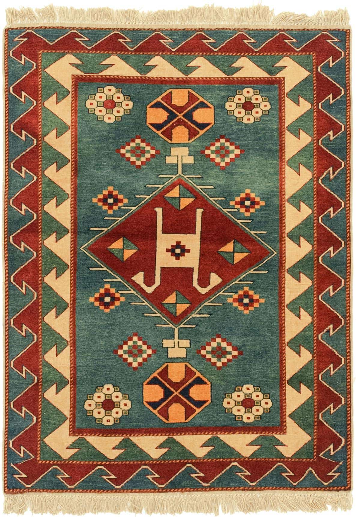 3' 2 x 4' 6 Hand Knotted Kazak Rug