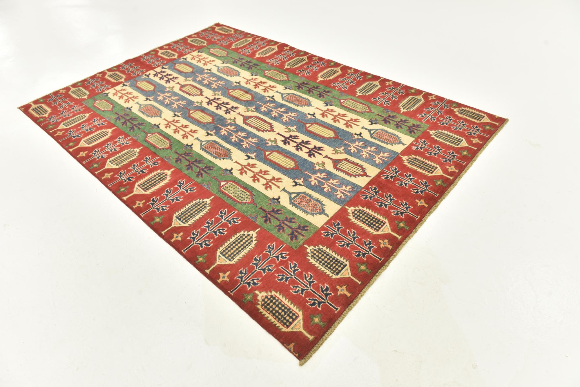 5' 6 x 8' Hand Knotted Kazak Rug