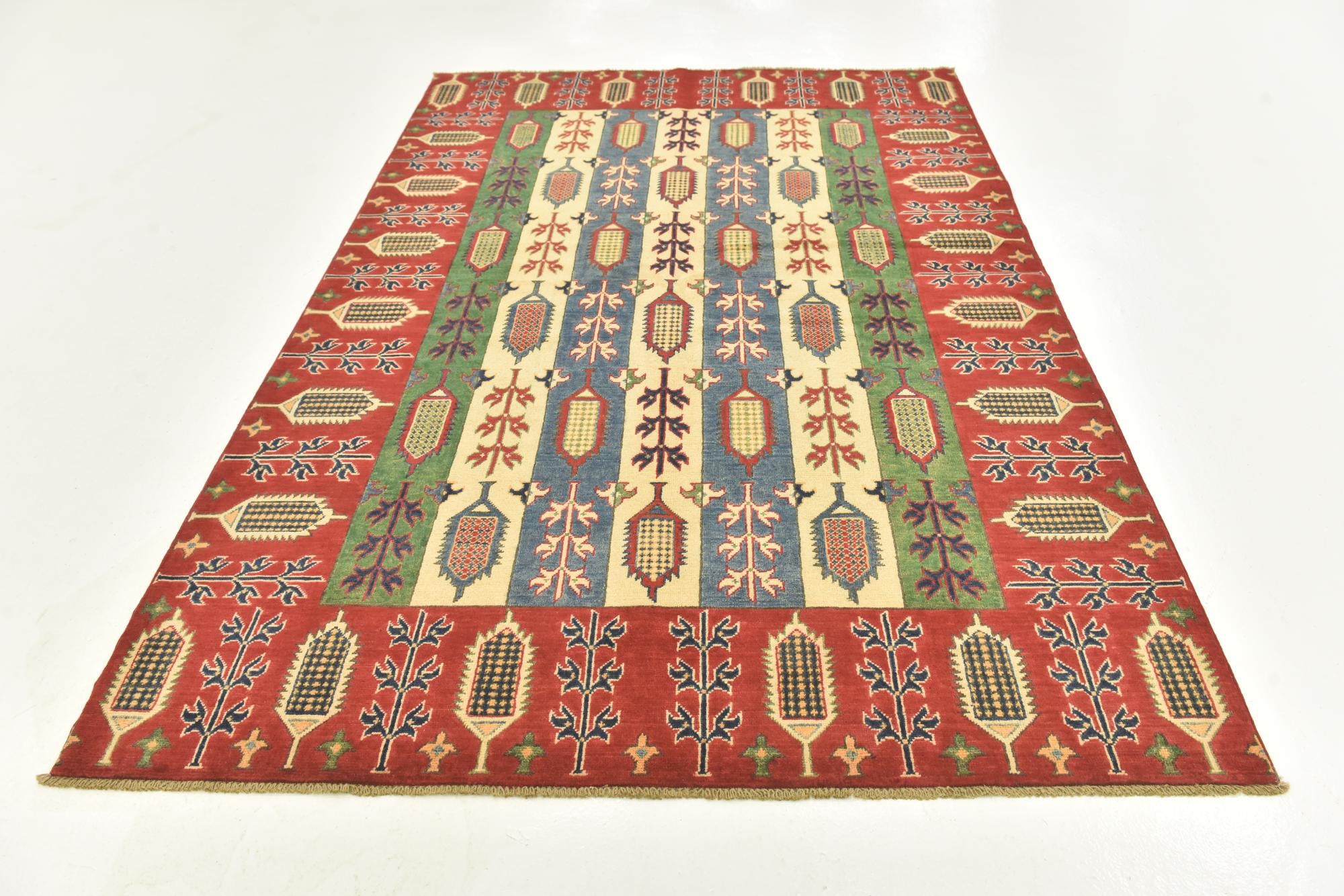 5' 6 x 8' Hand Knotted Kazak Rug