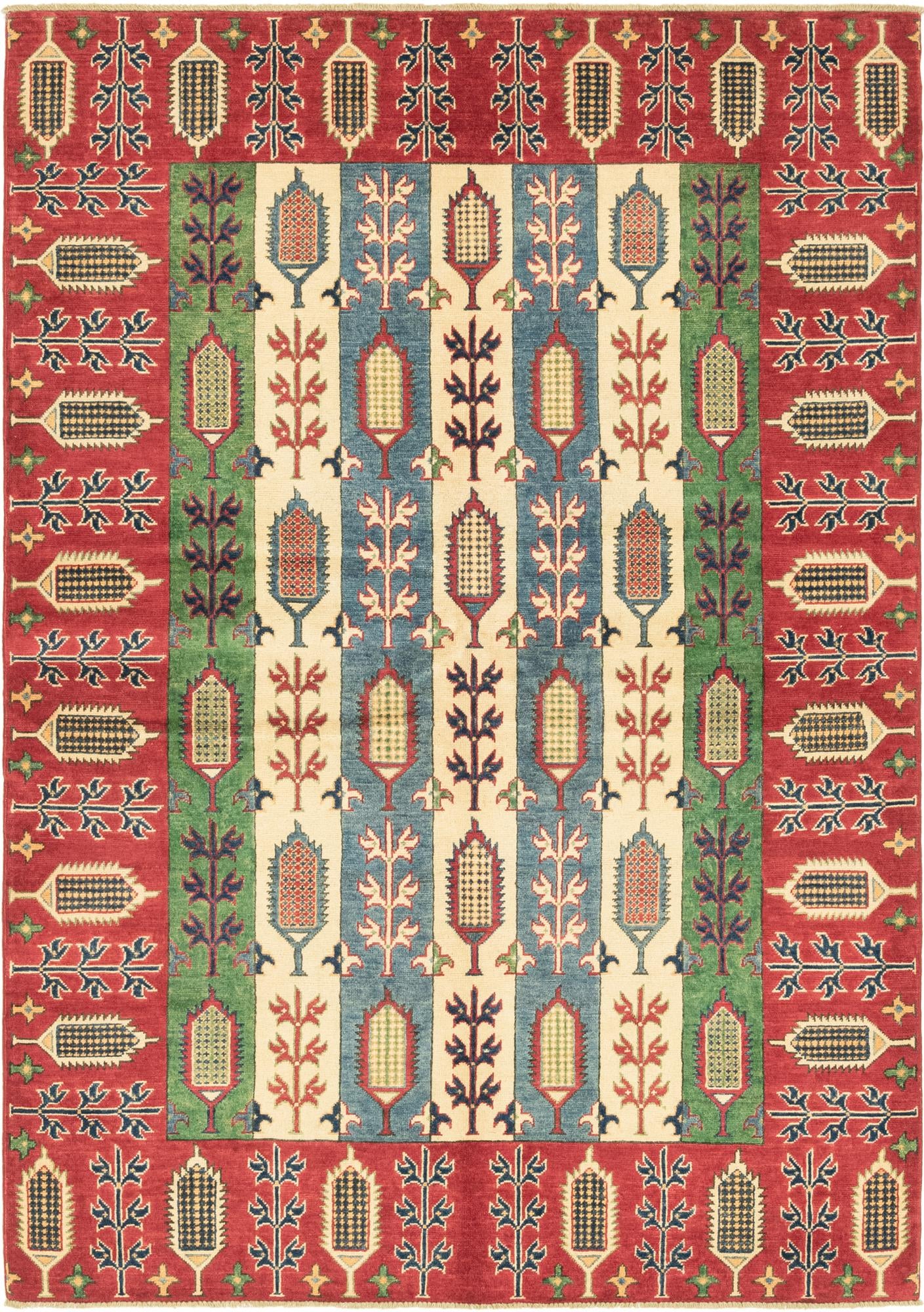 5' 6 x 8' Hand Knotted Kazak Rug