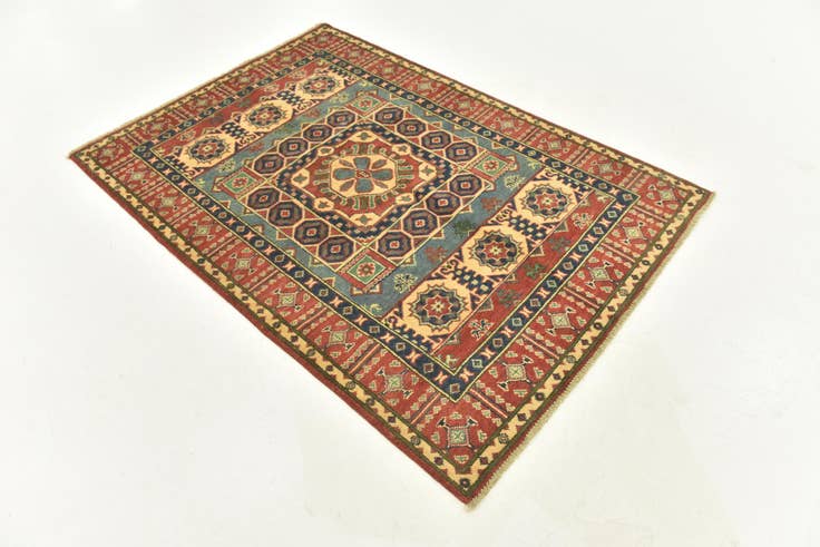 Detail image of 4' x 5' 8 Hand Knotted Kazak Rug