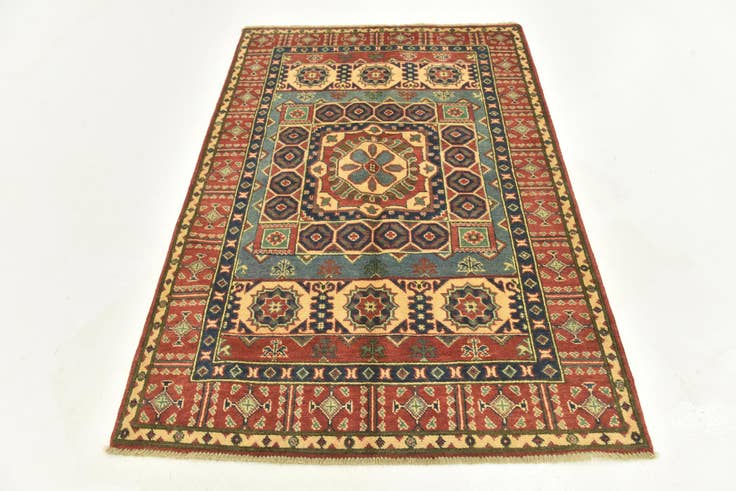 Detail image of 4' x 5' 8 Hand Knotted Kazak Rug