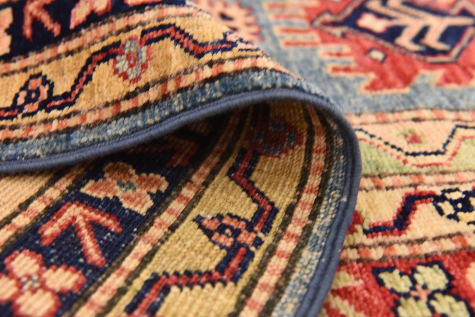 200cm x 285cm anudado a mano Kazak Alfombra Oriental