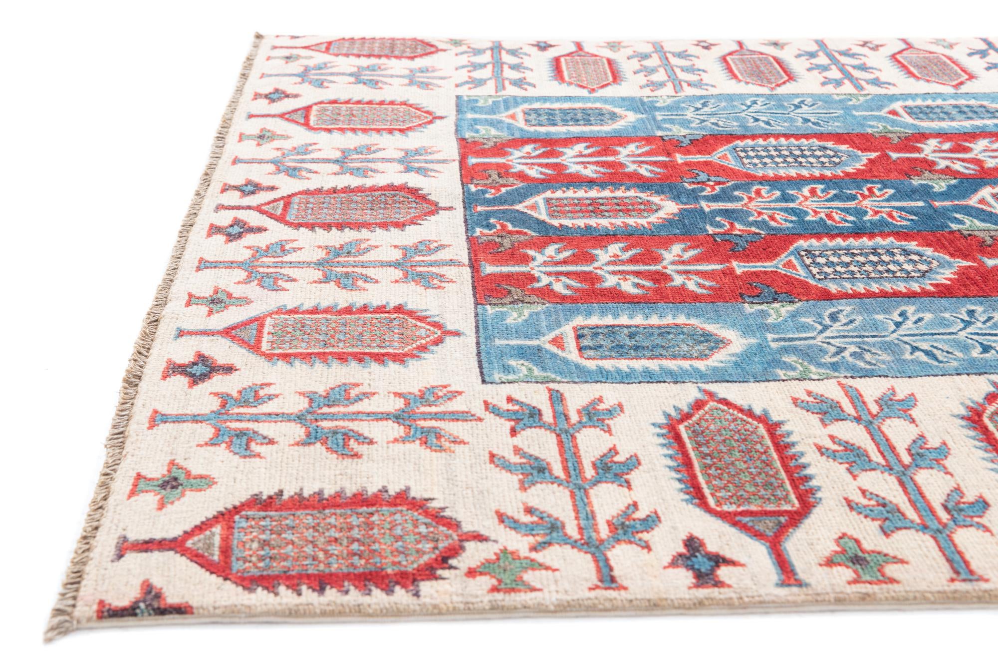 4' 3 x 6' 1 Hand Knotted Kazak Rug