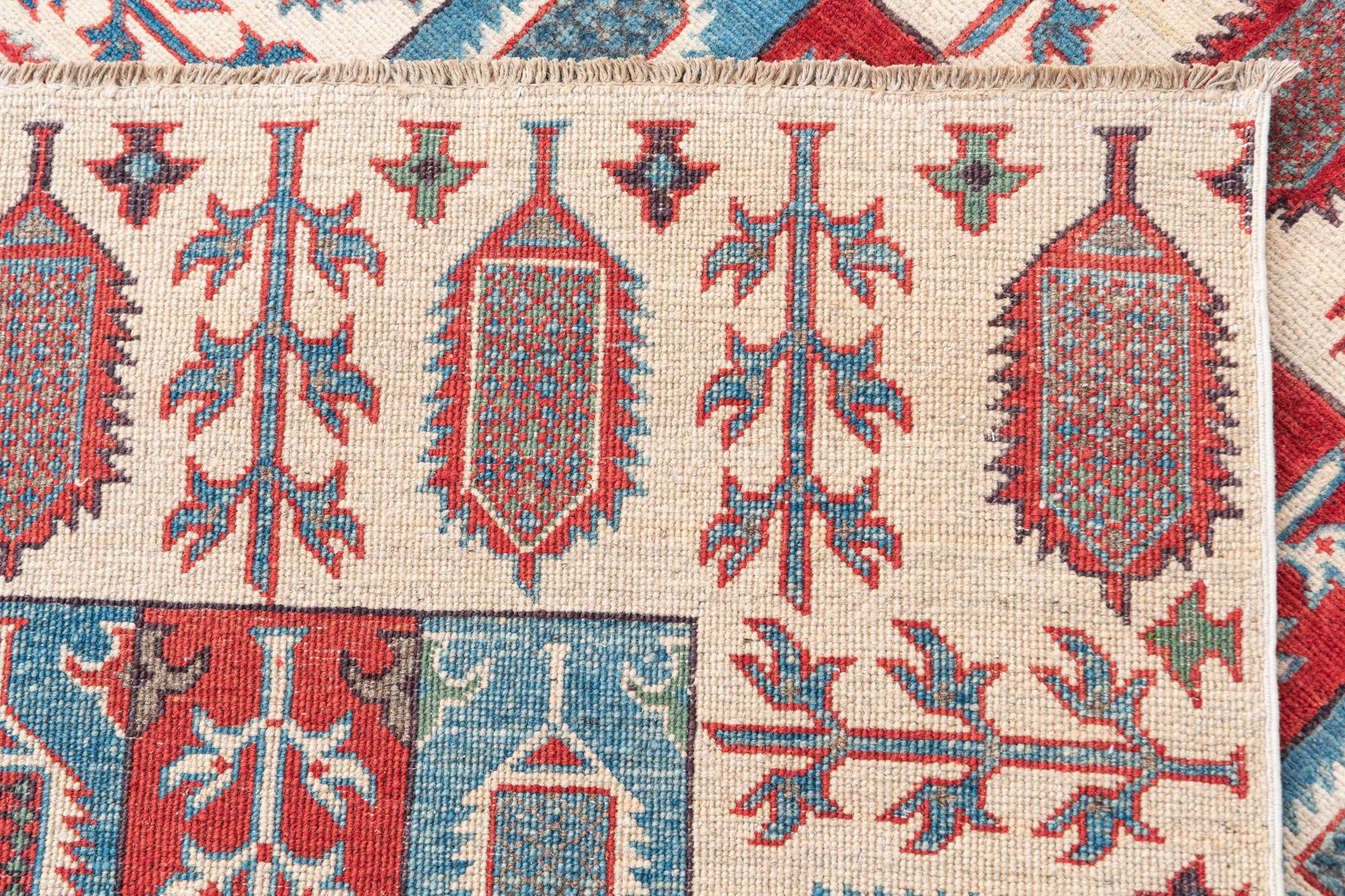 4' 3 x 6' 1 Hand Knotted Kazak Rug