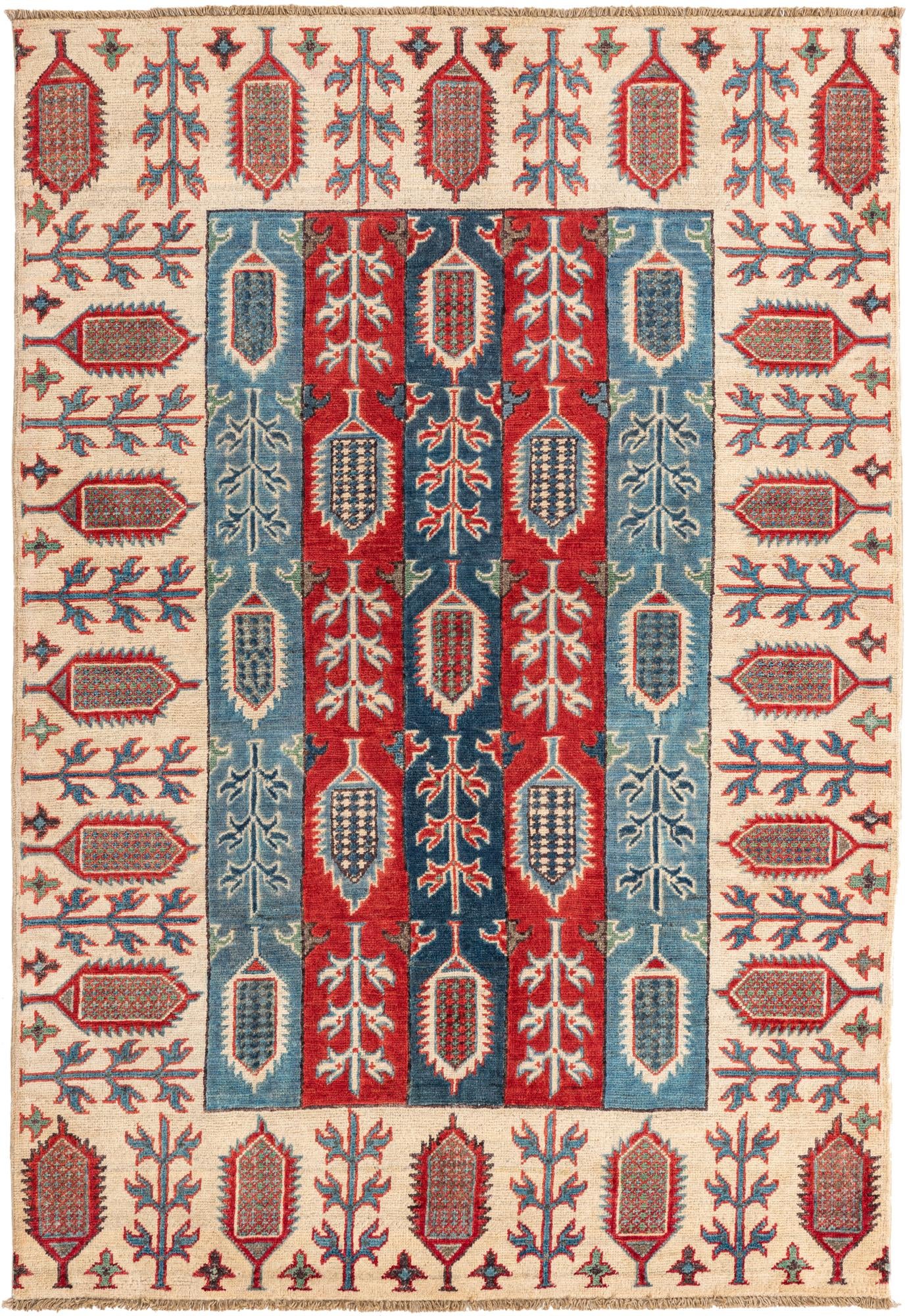 4' 3 x 6' 1 Hand Knotted Kazak Rug