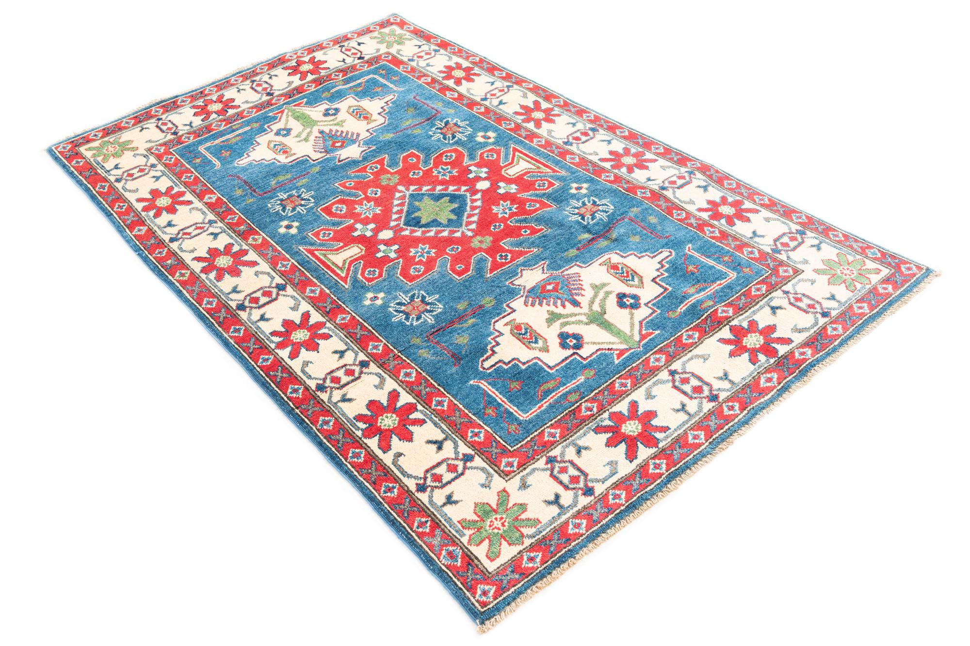 4' x 6' 2 Hand Knotted Kazak Rug