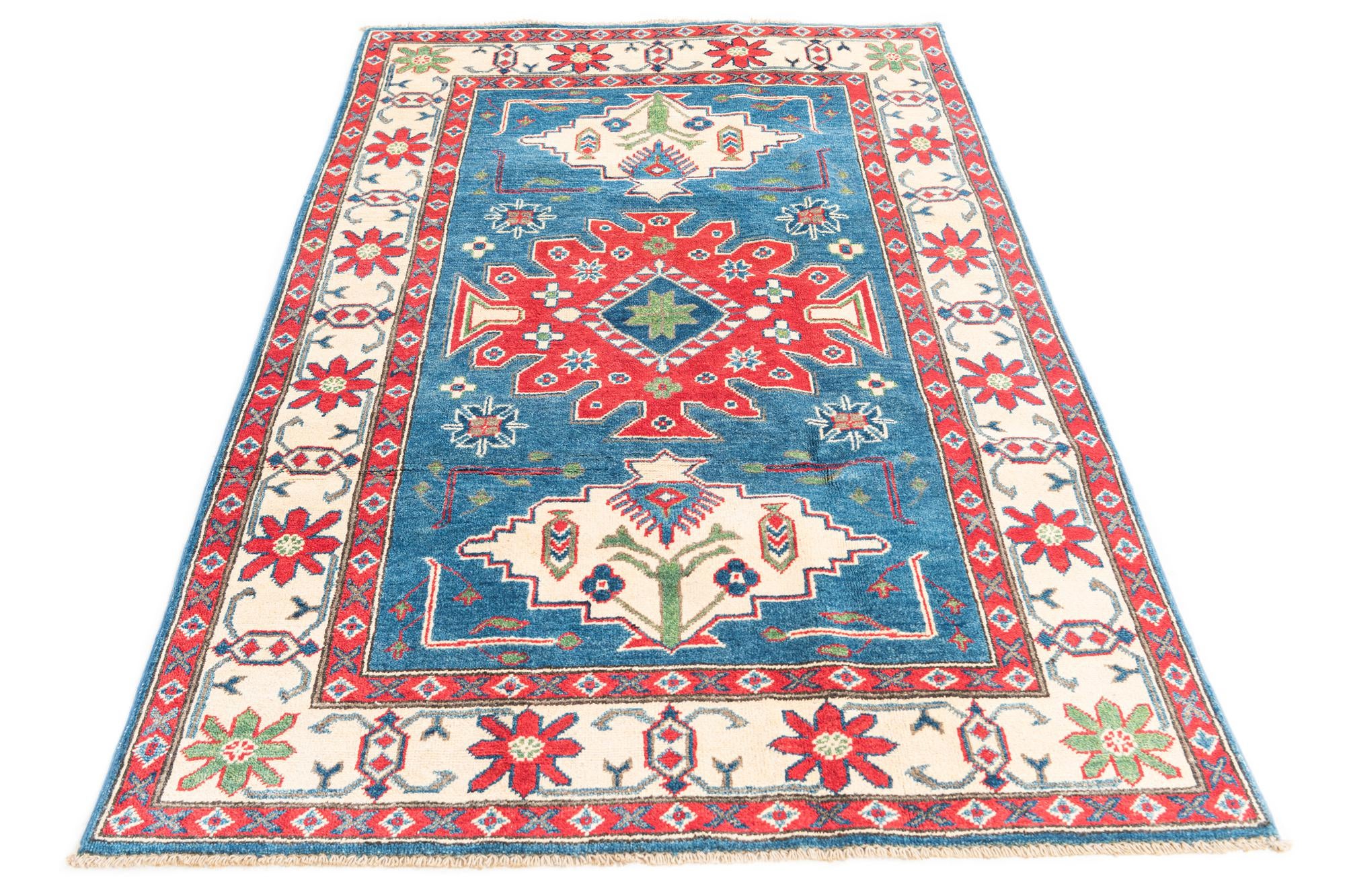 4' x 6' 2 Hand Knotted Kazak Rug
